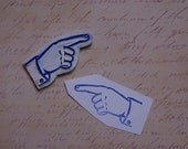 Hand Carved Rubber Stamp - Pointing Hand