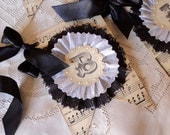 Birthday Chic. Hand Crafted Happy Birthday Banner with Antique Sheet Music and Ruffles, Choose Your Colors