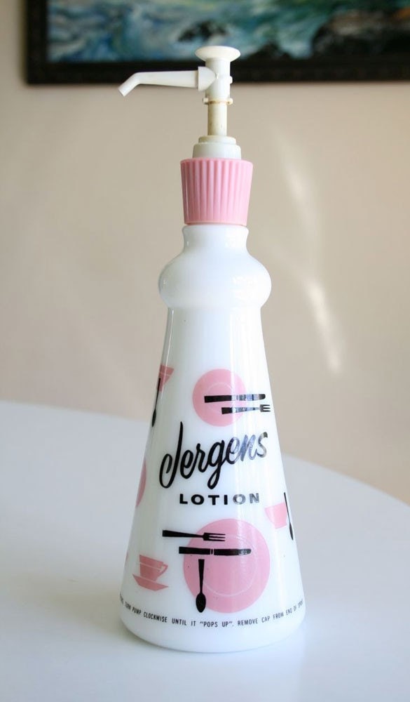 Milk Glass Jergens Lotion Bottle by Fuzzsicle on Etsy