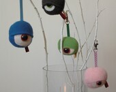 Monster eyeball keychain upcycled plush repurposed sweaters