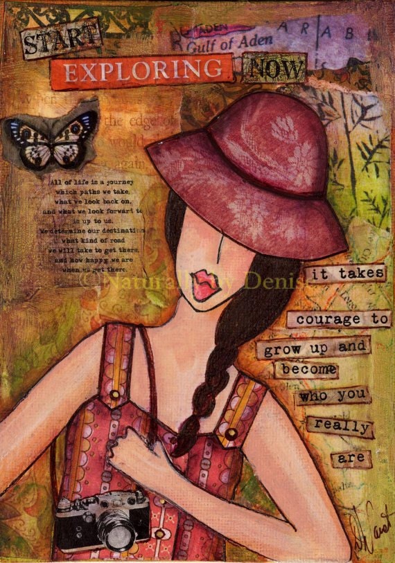It takes Courage to grow up  Art Journal    FREE SHIPPING