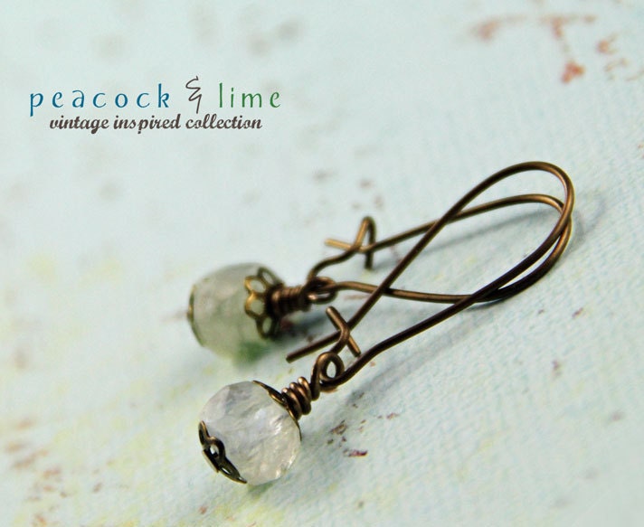 vintage-inspired moonstone drop earrings by peacock & lime