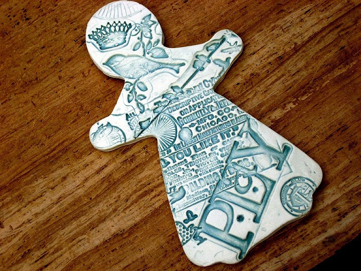 Play - Girl Ceramic Wall Hanging - Vibrant Blue