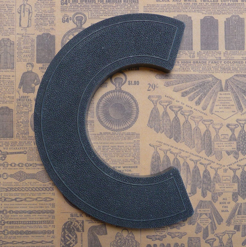 Vintage Alphabet Black Plastic Letter Signage Primitive Sign Marker Tag Sign C