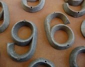 Antique Number 9 OR 6 Marker Tag Art Deco Retro Mid Century Vintage Hardware No NINE or SIX