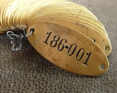 Vintage Brass Tag Numbered Oval 2-Hole Brass Tags