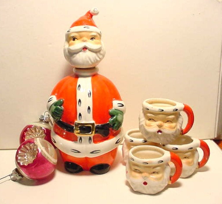 Nick, Decanter  Santa  Cups Lefton Bottle St Santa cups vintage Vintage with Old santa