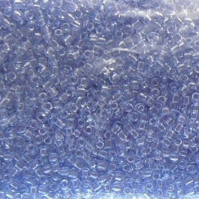 Size 8/0 transparent light blue Matsuno glass seed beads, 20 grams (approx. 350 beads)