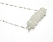 Rainbow Moonstone Necklace, White Statement Minimalist Jewelry Moon Glow Simple Classic Fashion