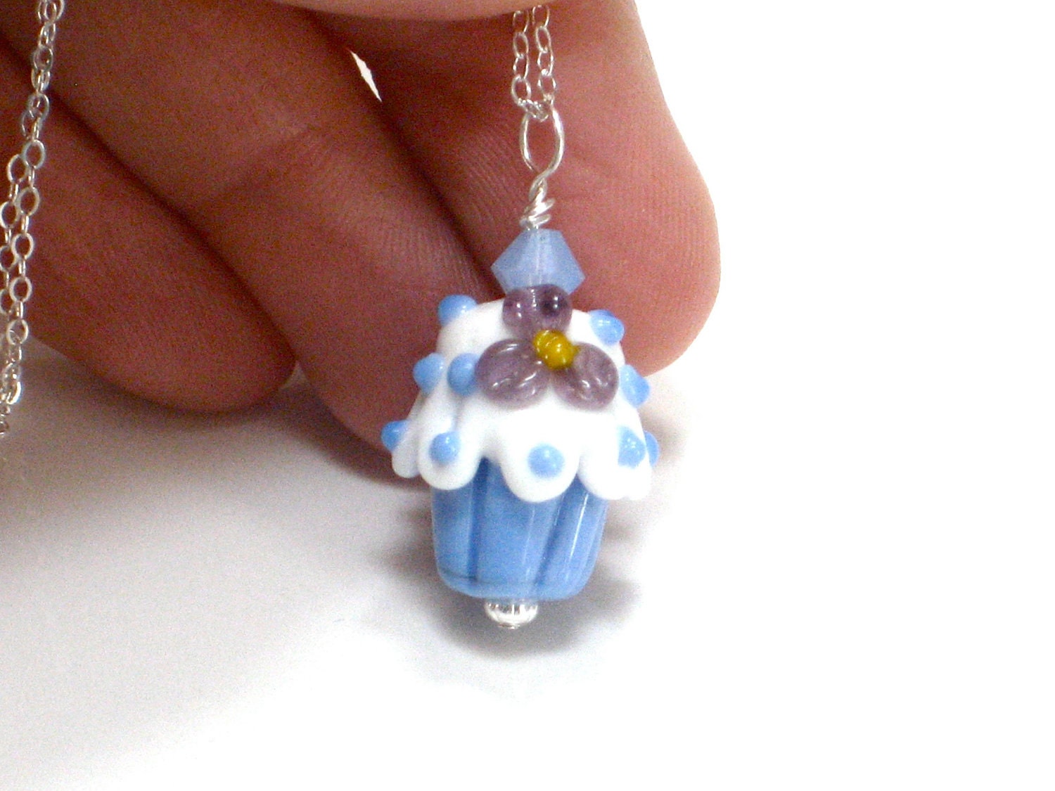 Cupcake Necklace, Blue Cupcake Pendant Diabetes Awareness JDRF Donations DOC Treat