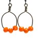 Tangerine Earrings, Handcrafted Antiqued Brass Hoop Earrings Spring Fashion Under 15 - Ripe Orange