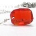 Swarovski Red Pendant, July Birthday Red Crystal Minimalist Necklace Sterling Silver Square Bright Bold Summer- Red Hot