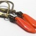 Orange Earrings, Fall Harvest Halloween Arrows Pumpkin Tangerine Antiqued Brass Dangle Earrings - Carrot