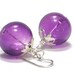 Purple Earrings, Grape Hand Blown Glass Sterling Silver Dangle Earrings Bright Summer Fashion Under 25- Jelly