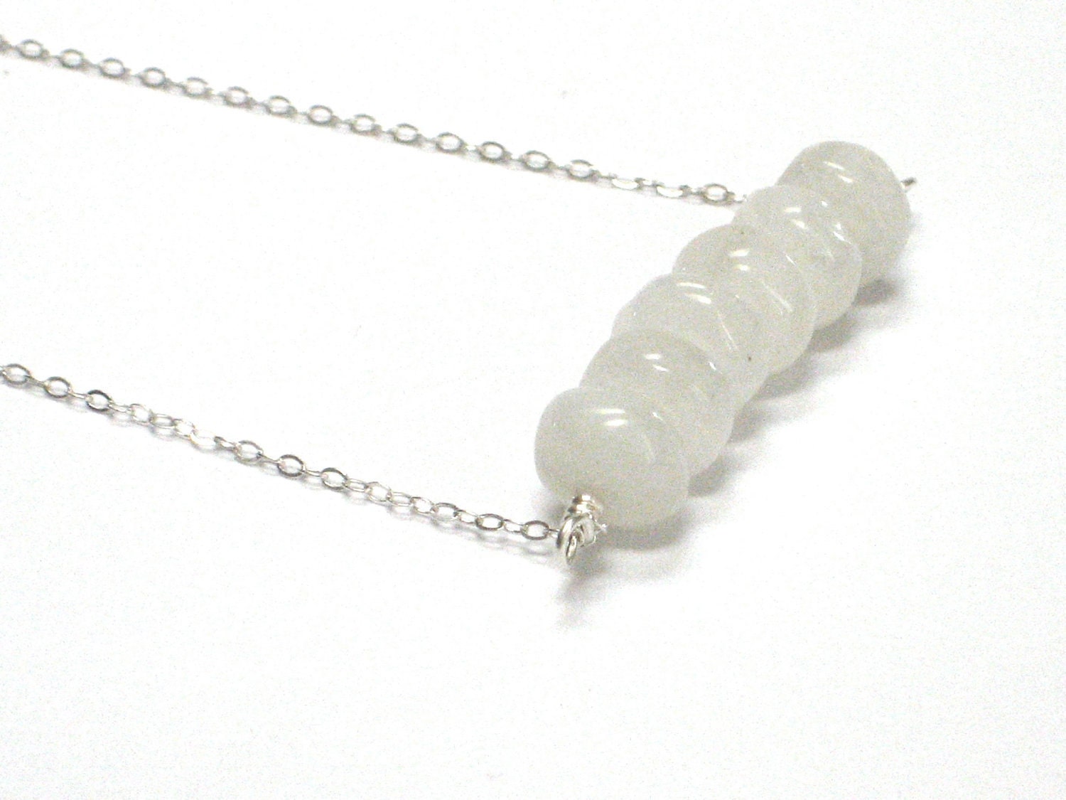 Rainbow Moonstone Necklace, White Statement Minimalist Jewelry Moon Glow Simple Classic Fashion