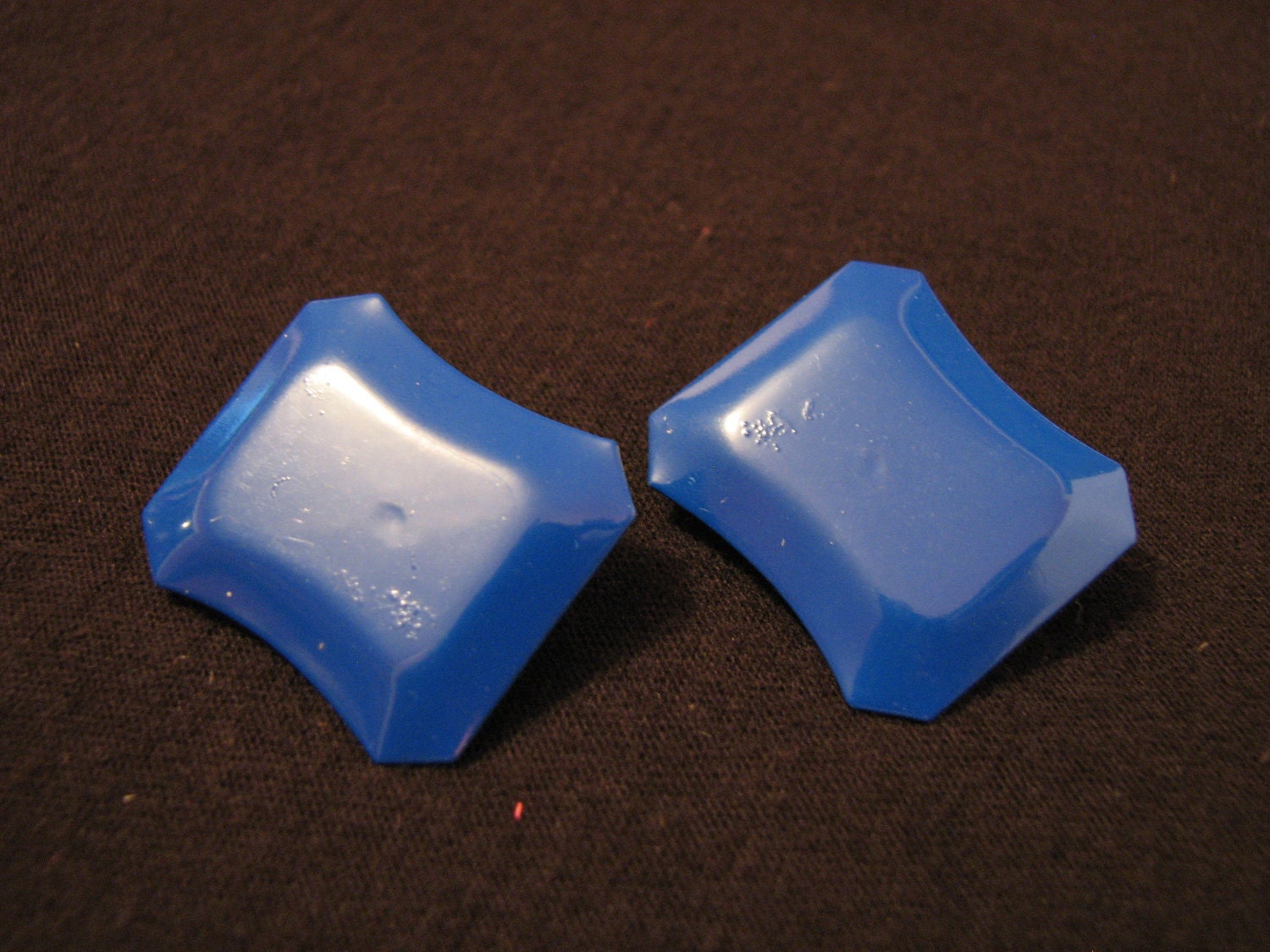 Vintage Navy Blue Square Clip Earrings