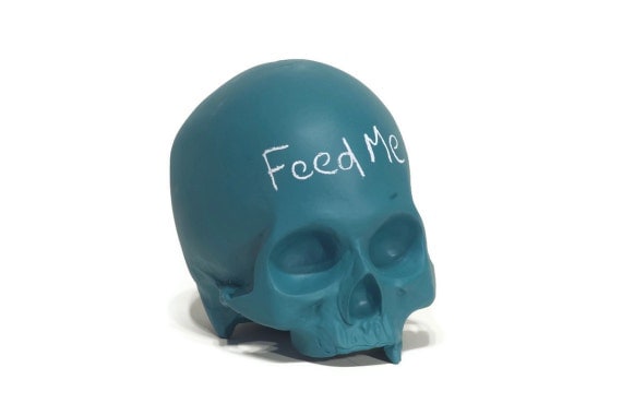chalkboard skull in true teal