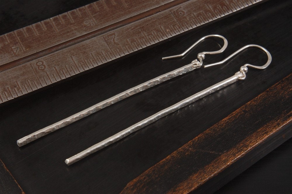 Fine Silver Twig Earrings