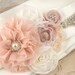 Bridal Sash - Wedding Sash in Blush Pink, Cream and Ivory with Chiffon, Jewels, Crystals and Rhinestones - Cristal