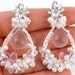 Bridal Cluster Woven Earrings in White and Blush Pink with Faceted Rose Quartz , Czech Pearls, Freshwater Pearls and Swarovski Crystals
