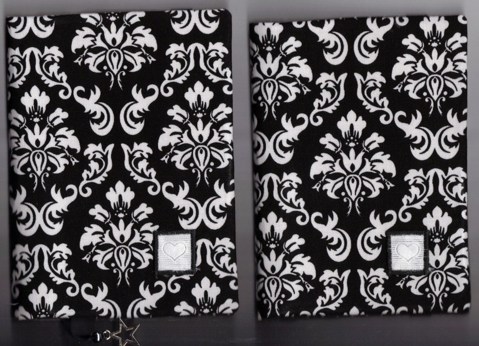 Fits Weight Watchers 360 Pocket Guide and 3 Month Tracker Journal Custom Fitted Cover Set  - Black & White Damask