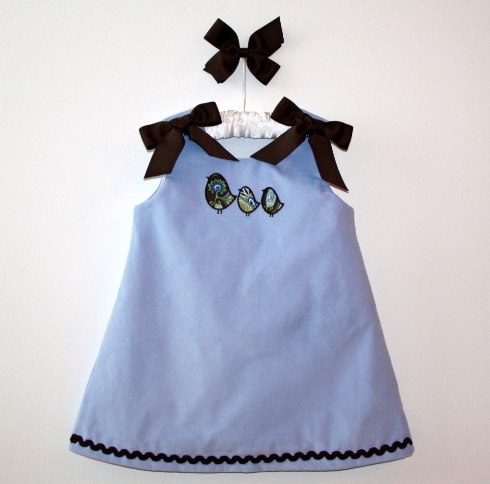 Girls Custom Boutique A-Line Dress Easter Dress with Monogram and Hair Bow Included-  Sizes - 3M -  6T
