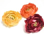 BOUTIQUE QUALITY Dried Look Small Ranunculus in Dark Pink, Yellow OR Orange Flower Hair Clip