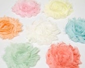 Chiffon Rosette Fabric Flower Hair Clips, Brooches, or Headbands in Pink, Yellow, Peach, Cream, Aqua, Mint, Coral