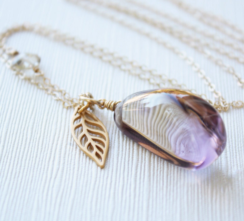 Gold Purple Ametrine Necklace - Layering Necklace - AA Grade