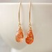 Gold Sunstone Earrings - Simple Hooks - Peaches and Apricot