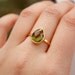 Green Peridot Ring - August Birthstone Ring, August Birthdays - Vermeil Gold, Size 5 Ring