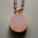 Soft Pink Agate Druzy Necklace - Moonstone, Rhodolite - Rose Pink