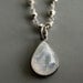 Rainbow Moonstone Teardrop Necklace - Black Rhodium - Silver Pyrite