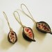 ornaments - mosaic handmade in 3 natural pods - Christmas Tree and House decoration red tiles