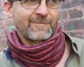 Neckwarmer Cowl Cycle Mens scarf Rust Burgundy Stripe Cotton knit