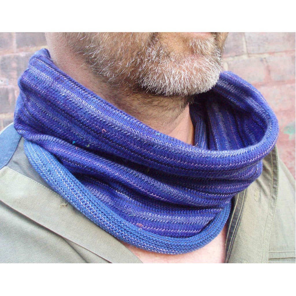 Mens Neckwarmer Cyclewrap Headwrap Blueberry Mauve Blue Stripe Maxi size