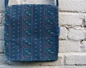 Penny's Paisley Upcycled Messenger  - 1980's Indigo Vintage Striped Corduroy Cross Body Purse / Hip Bag - Eco Friendly - OOAK