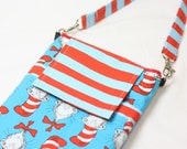 Kindle Case / Kindle Sleeve/ Nook Cover / E-Reader Cover- Padded - Cat in the Hat with minky and pocket
