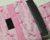 Breast Cancer surviver iPad2 case sleeve - iPad PADDED cover for Tablets- Pink Ribbon with Minky and Pocket