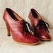 Vintage Platform Oxfords Size 8.5 Oxblood Leather Lace Up Wood Heels
