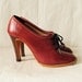 Vintage Platform Oxfords Size 8.5 Oxblood Leather Lace Up Wood Heels