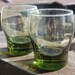 Pair of Vintage Short Mod Lo Ball Green Drinking Glasses.