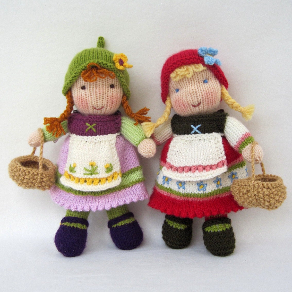 Fern and Flora - INSTANT DOWNLOAD - PDF email toy doll knitting pattern - ePattern