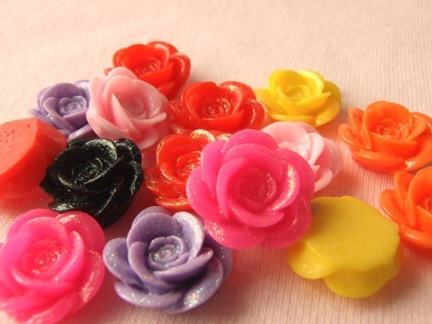 15 pcs. Colorful Rose Cabochon - 20 mm Set 1