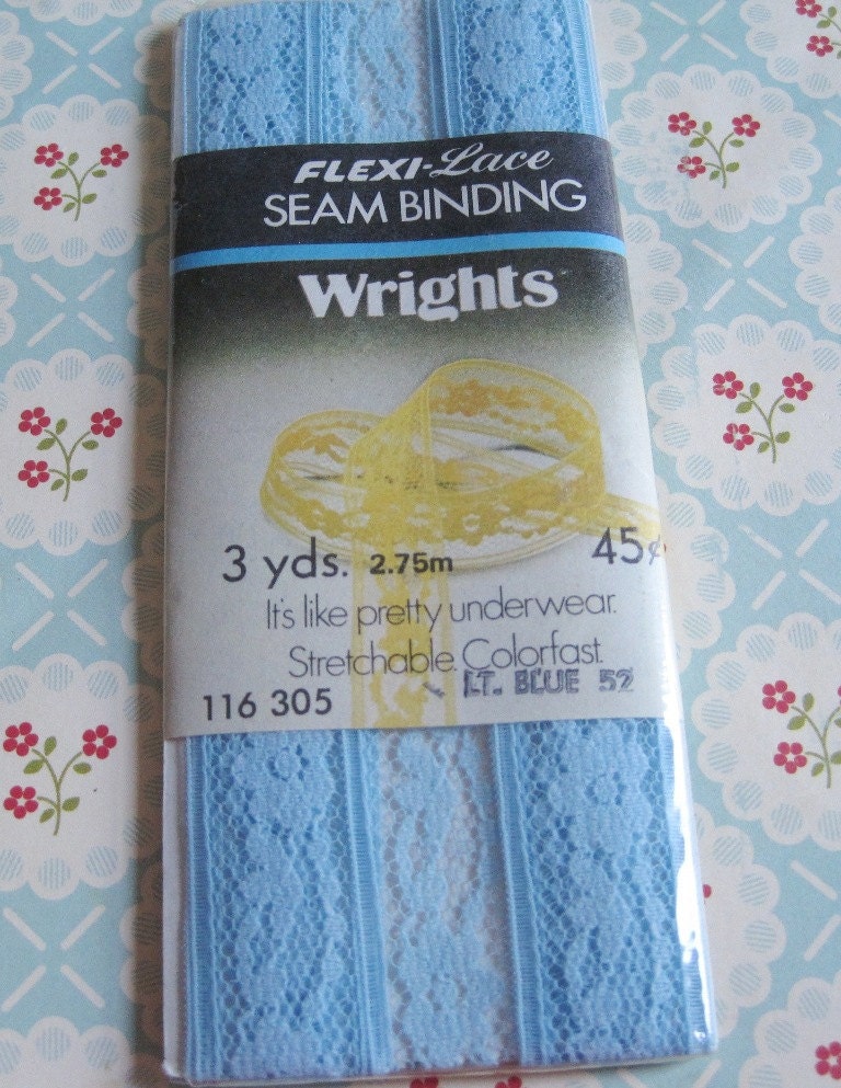 Vintage Wright's Light Blue Flexi Lace Seam Binding