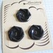 3 Vintage Black Plastic Buttons on Button Card..Lansing