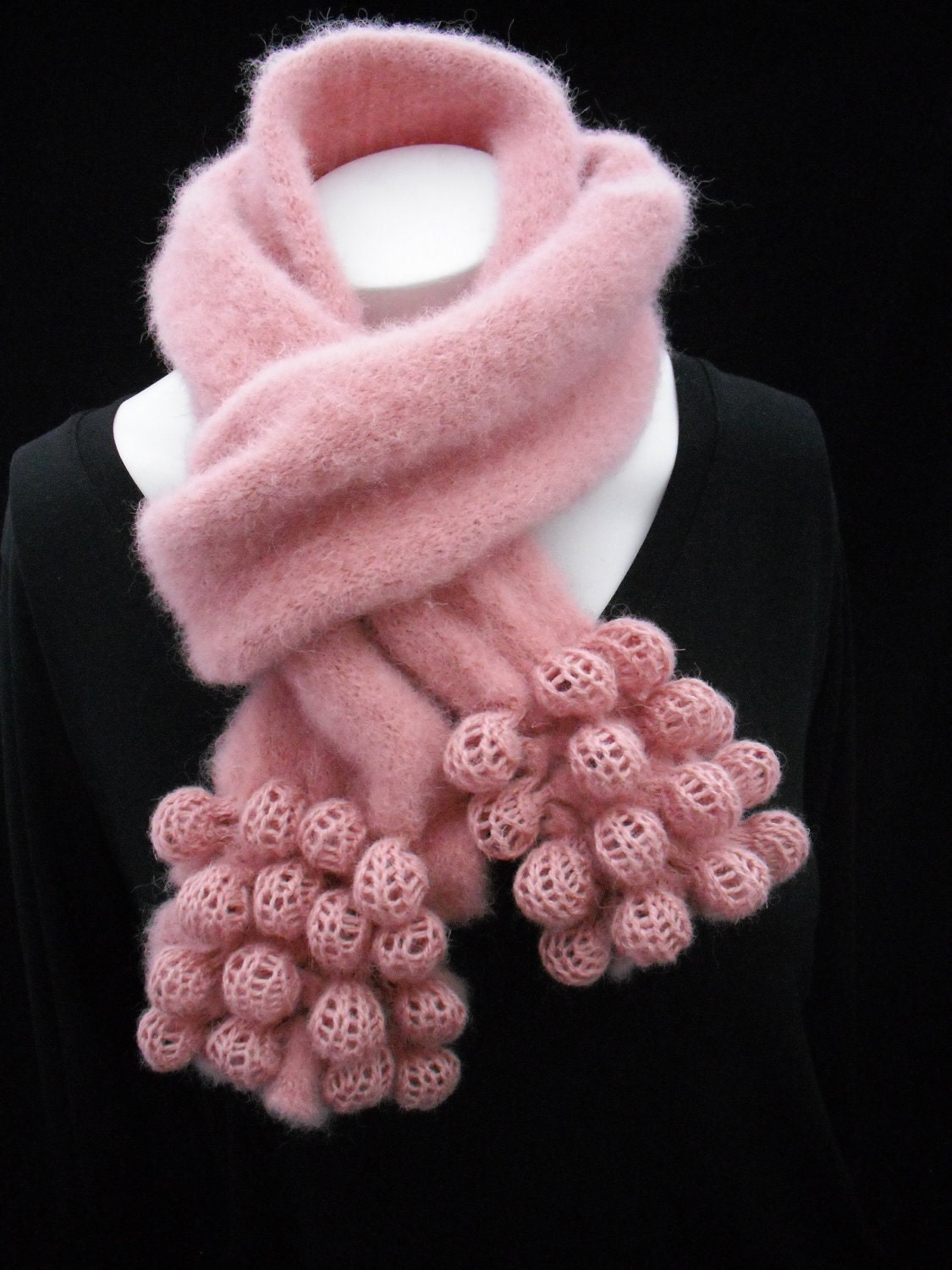 Pink Shibori Bobble Lace Felted Scarf