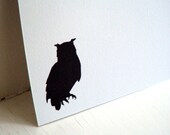 Owl Personalized Stationery - Bird Thank You Cards - Black and White Flat Notes - Woodland Forest - Set of 10