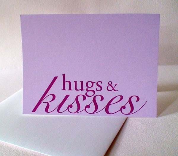 Greeting Card - Hugs and Kisses - I Love You - Note Cards