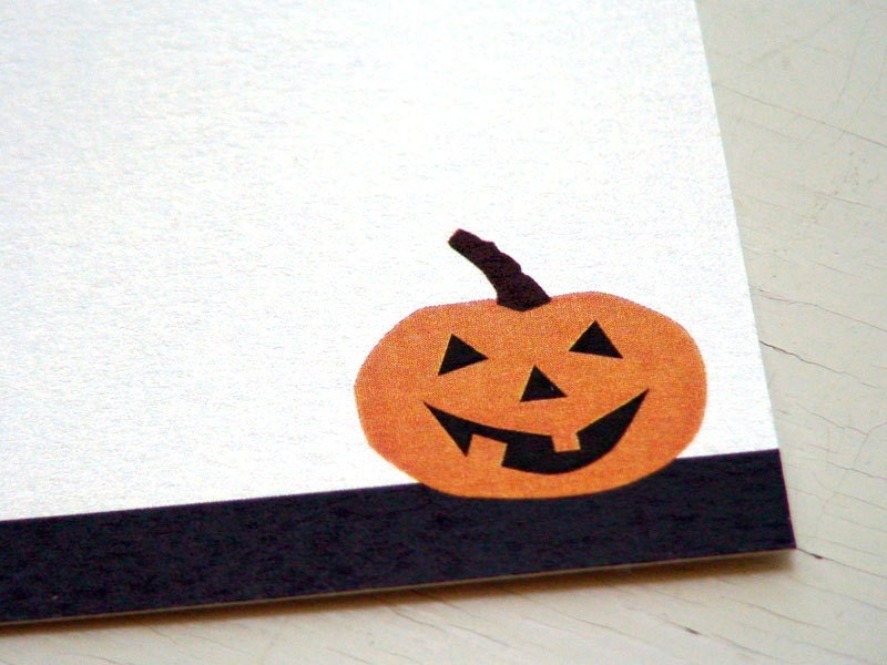 Pumpkin Personalized Stationery - Jack O Lantern Thank You Note Cards - Autumn Flat Cards - Halloween Blank Notes - Set of 10